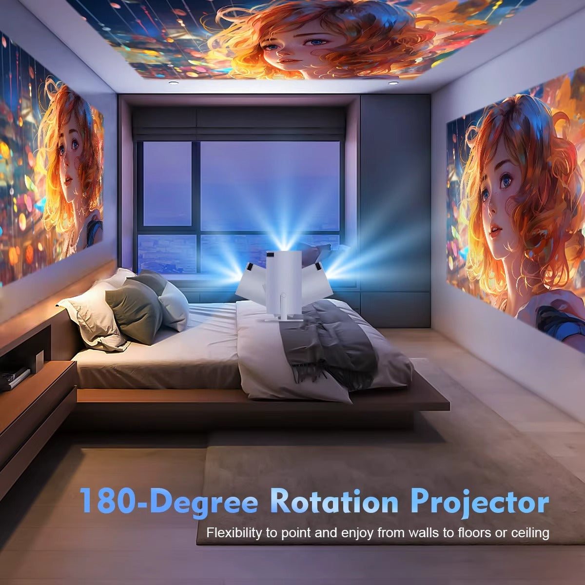 Portable 4K Projector - Wifi, Bluetooth & Android OS with 8000+ Apps